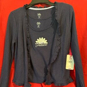 NWT Justice girls tank with sweater jacket